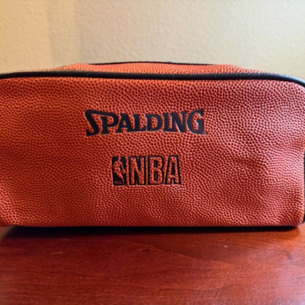 Spalding NBA Basketball Toiletry Bag Travel Case Zip Pouch Orange Ball